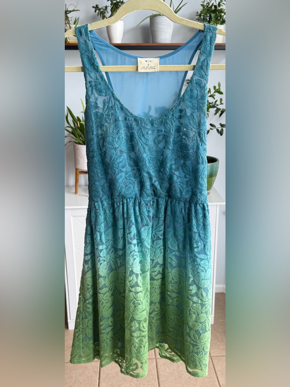 Pins & Needles Teal to Mint Ombre Lace Dress
